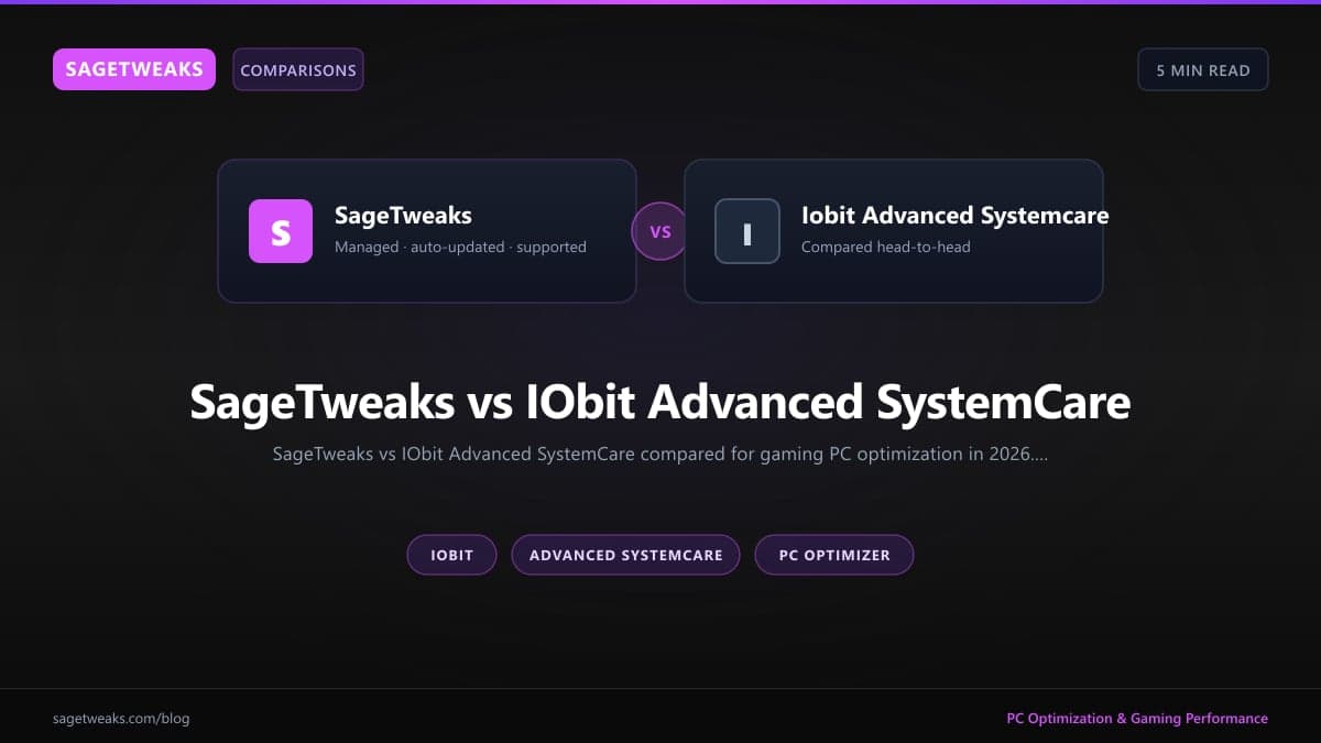 Cover image for SageTweaks vs IObit Advanced SystemCare — Which Wins for Gaming?