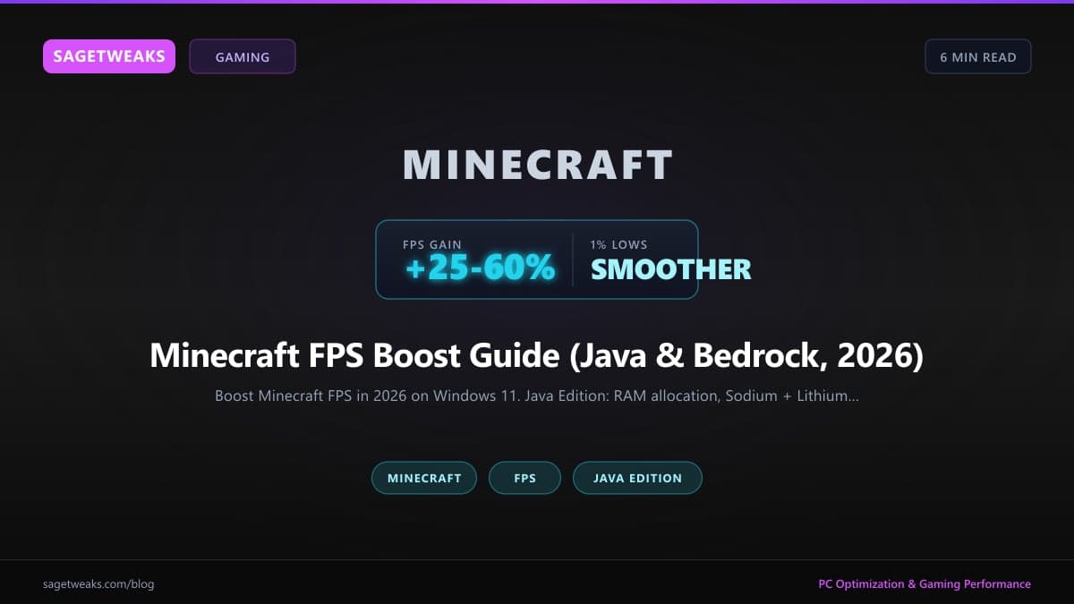 Cover image for Minecraft FPS Boost Guide (Java & Bedrock, 2026) — More FPS