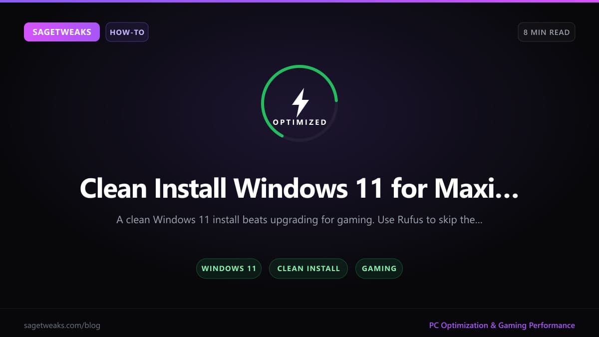 Cover image for Clean Install Windows 11 for Maximum Gaming FPS